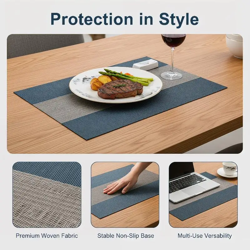 Chinese Style PVC Table Mat Woven Waterproof And Oil-proof Non-slip Light Luxury Table Mat Simple Household Cup Mat 45x30cm