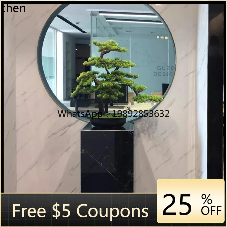 

9Natural Black and White Root Marble Base Sculpture Table Entrance Living Room Decorative Ornament Stone Floor