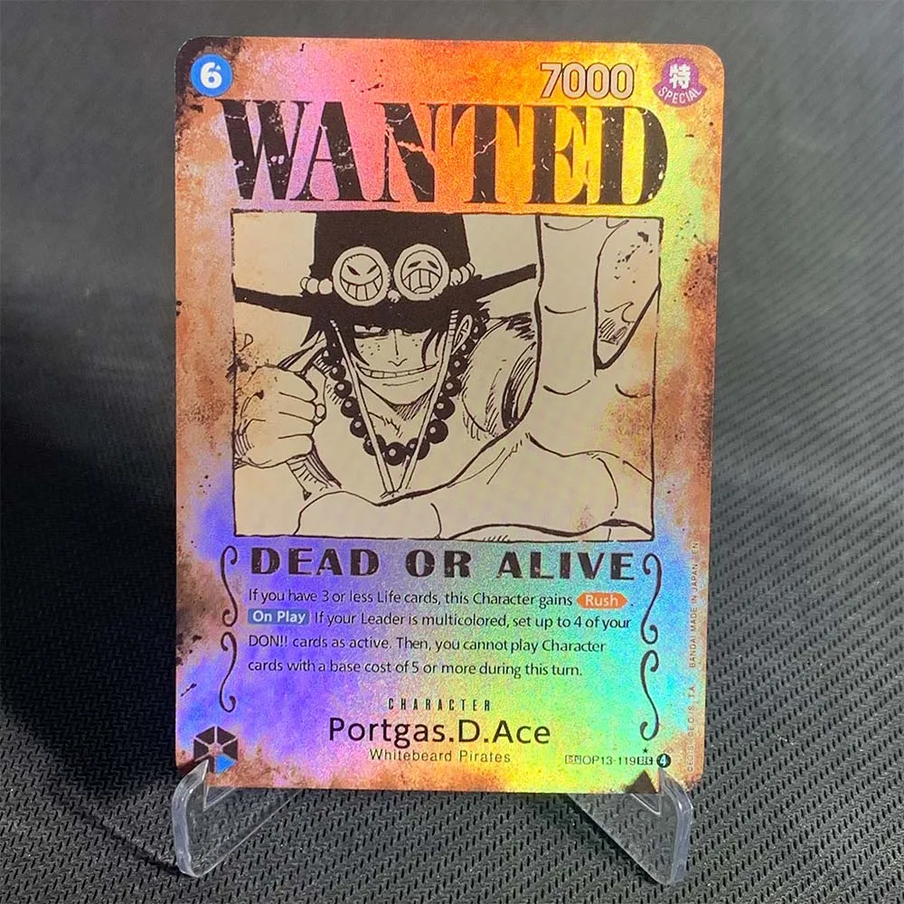 قطعة واحدة TCG OPCG الإنجليزية OP13 بطاقة شخصية مطلوب ملصق عربات التي تجرها الدواب لوفي ايس شانكس احباط بطاقة أنيمي تحصيل بطاقات #2