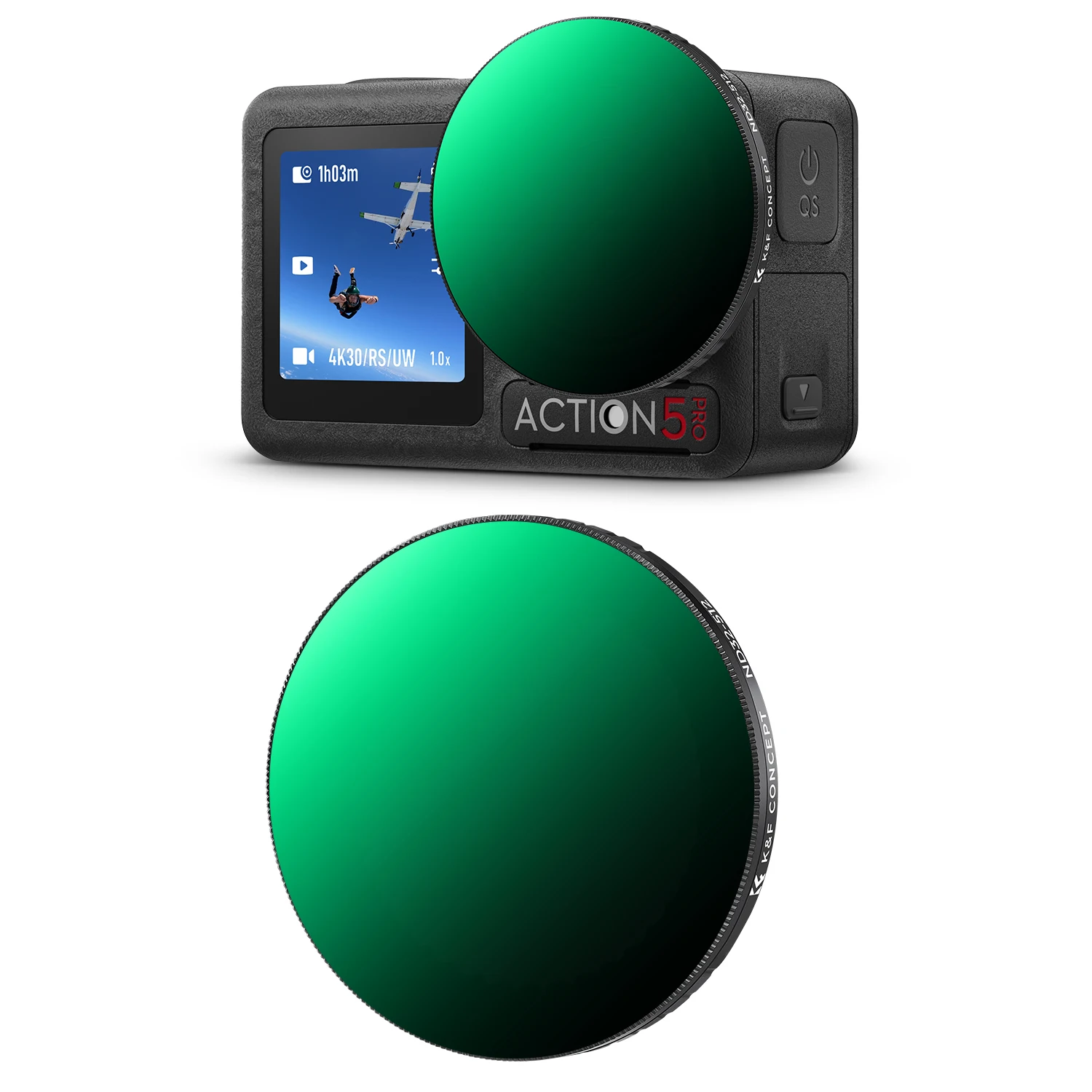 فلتر K&F CONCEPT متغير ND32-512 لـ DJI Osmo Action 5 Pro/4/3 سهل التركيب المفاجئ لا حاجة لإزالة الفلتر الأصلي #2