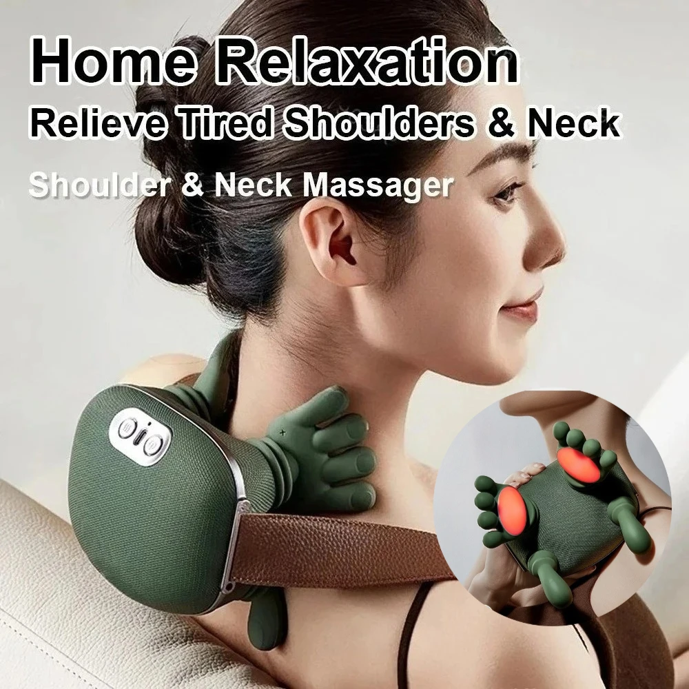 

Bionic Neck Shoulder Massager Heated Back Massagers Electric Kneading Muscles Massage Pillow Neck Waist Leg Body 3-Level Modes