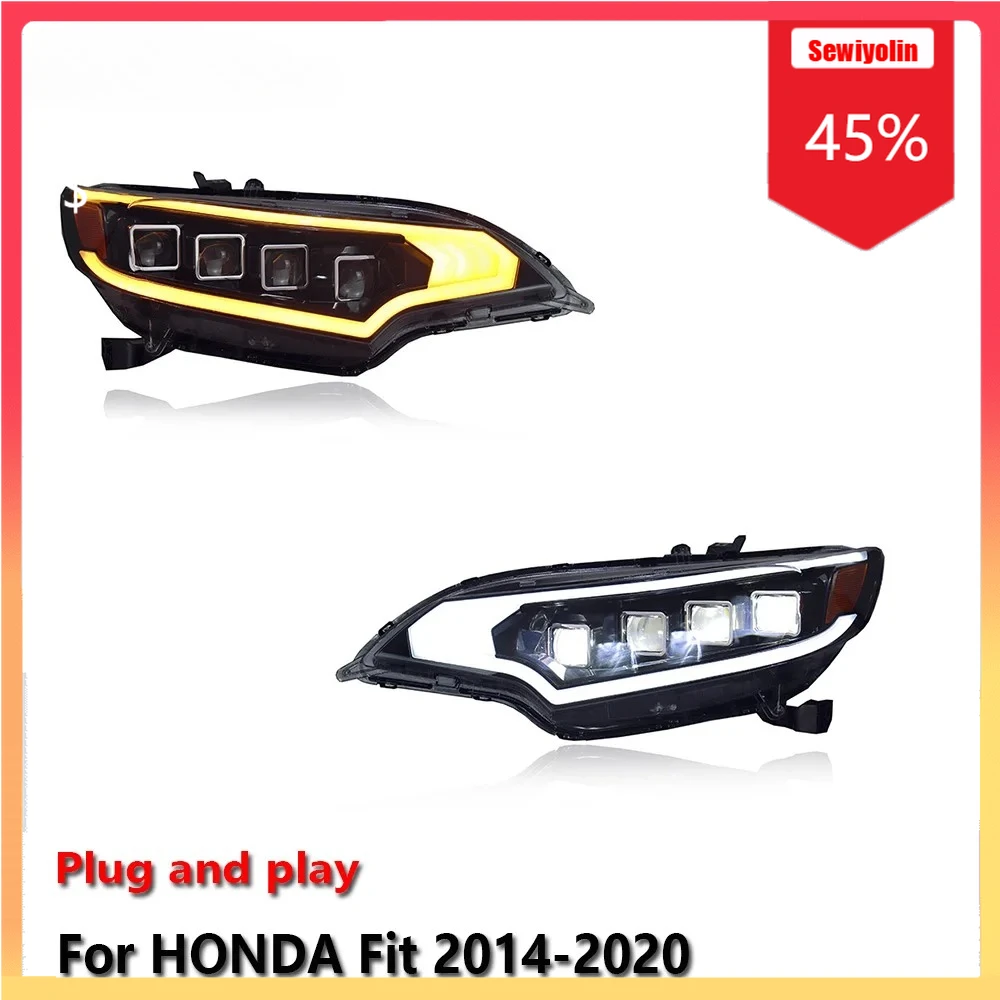 

Car LED Headlight Automobile Parts For HONDA Fit 2014-2020 Fog DRL Brake Turn Signal Lamp Plug and Play