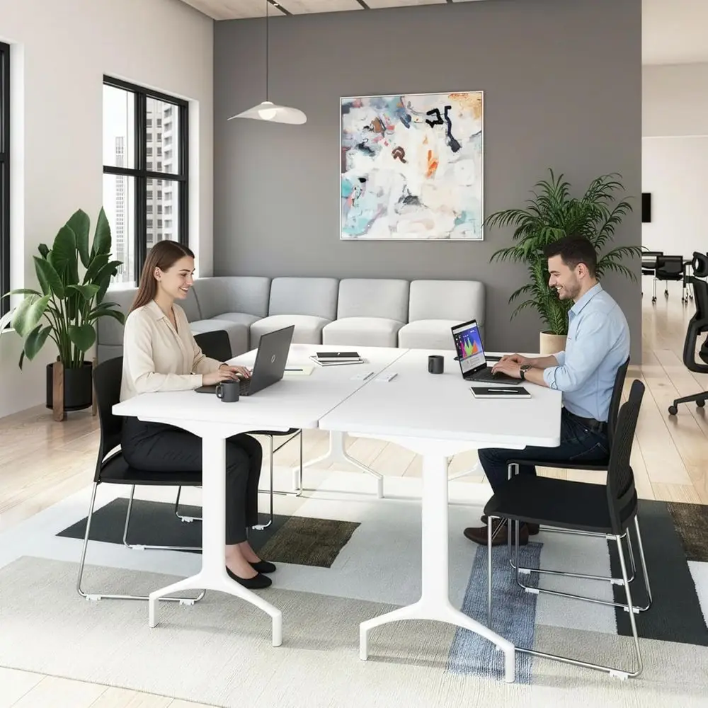 60-inch Rectangle Modular Office Conference Table, Synergy Collection, White