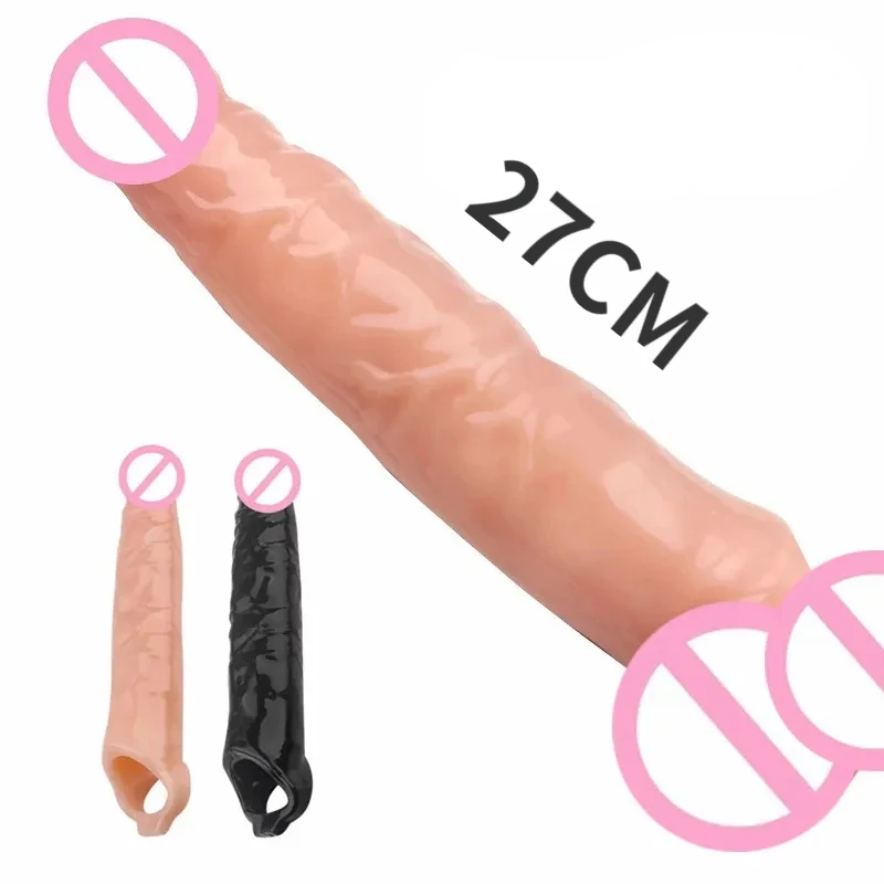 27CM Huge Penis Sleeve Bigger Cock Extender Sleeve Extended Dick Enlargement Reusable Condom Faked Flesh thicken Penis For Men