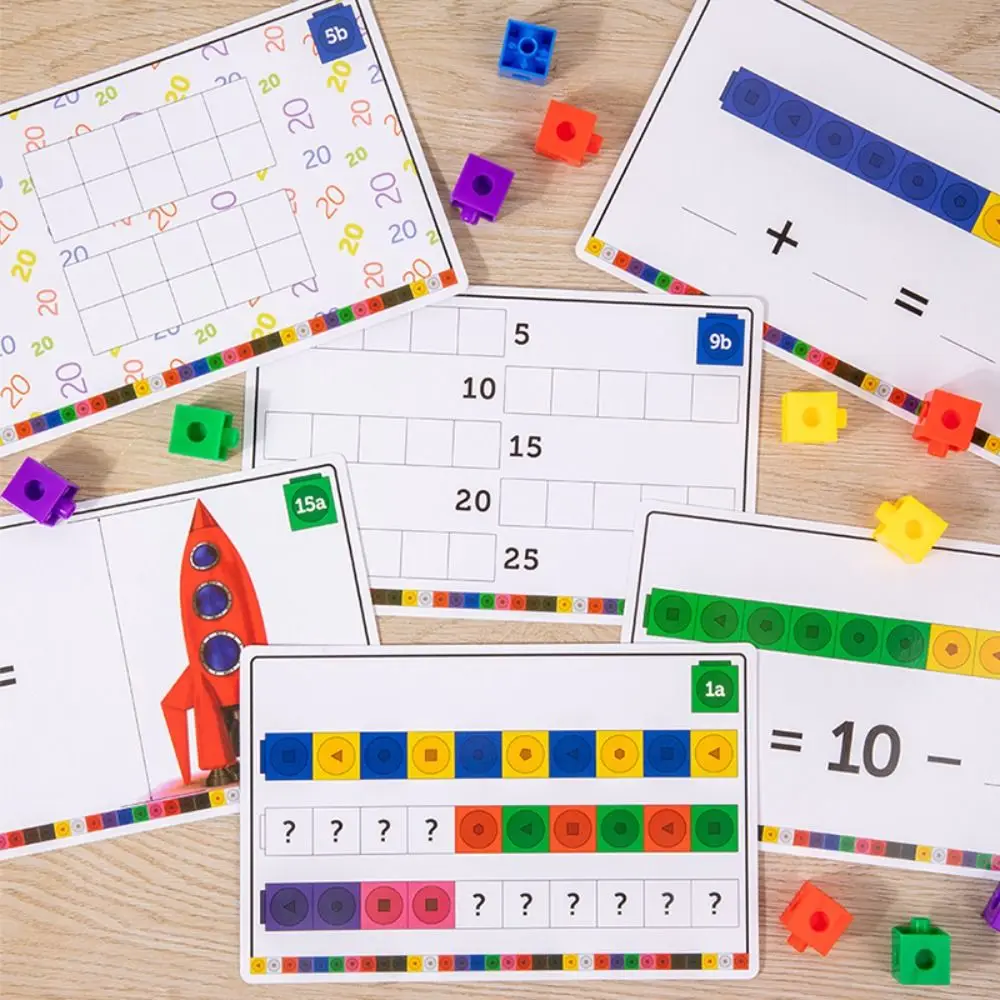 Montessori cubo quebra-cabeça blocos de construção multilink aprendizagem diy blocos de construção cubo brinquedos contagem empilhados portátil