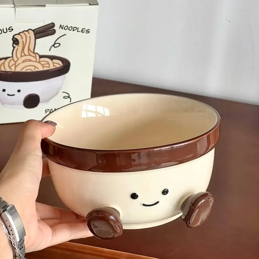 Lindo cuenco de ramen de cerámica con patas: capacidad de 1000 ml