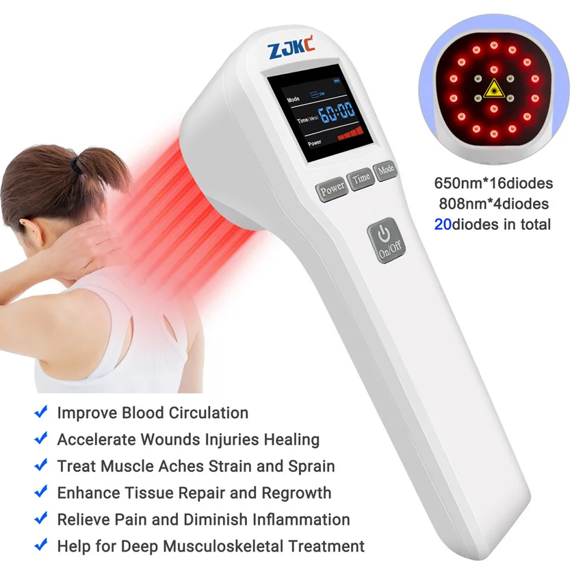 Professional 880mW 650nm 808nm Red Light Near Infrared Therapy Cold Laser Treatment LLLT Device for Pain Relief Home Use