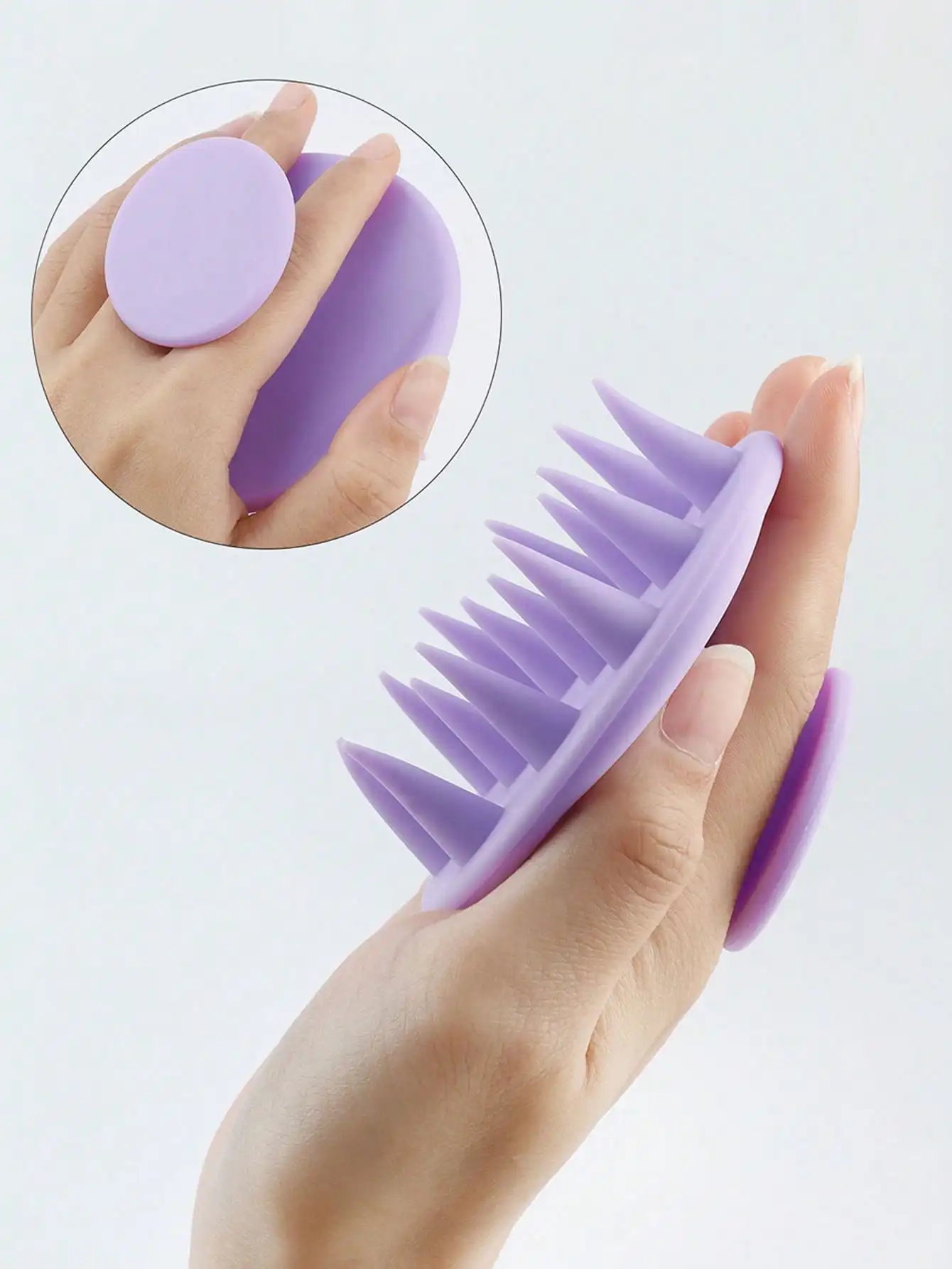 1 Pcs Soft Silicone Shampoo Brush Scalp Massager Anti‑Slip Handle Hair Washing Scrubber Head Relax Massage Tool