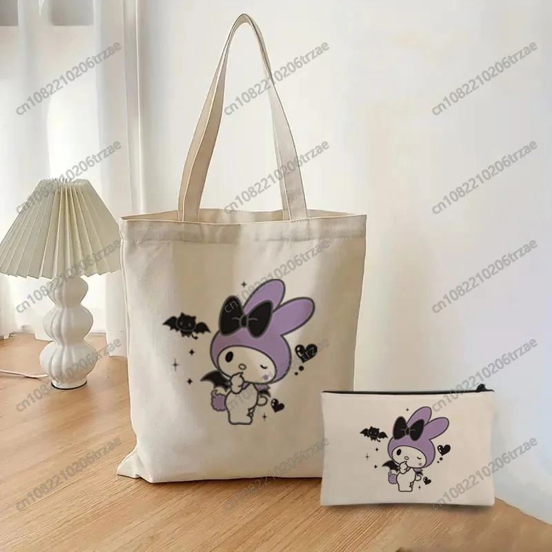 

Sanrio My Melody Canvas Simple Cartoon Printed Shopping Bags Set Girls Fashion Life Casual Pacakge Hand Bag Tote Makeup Bag