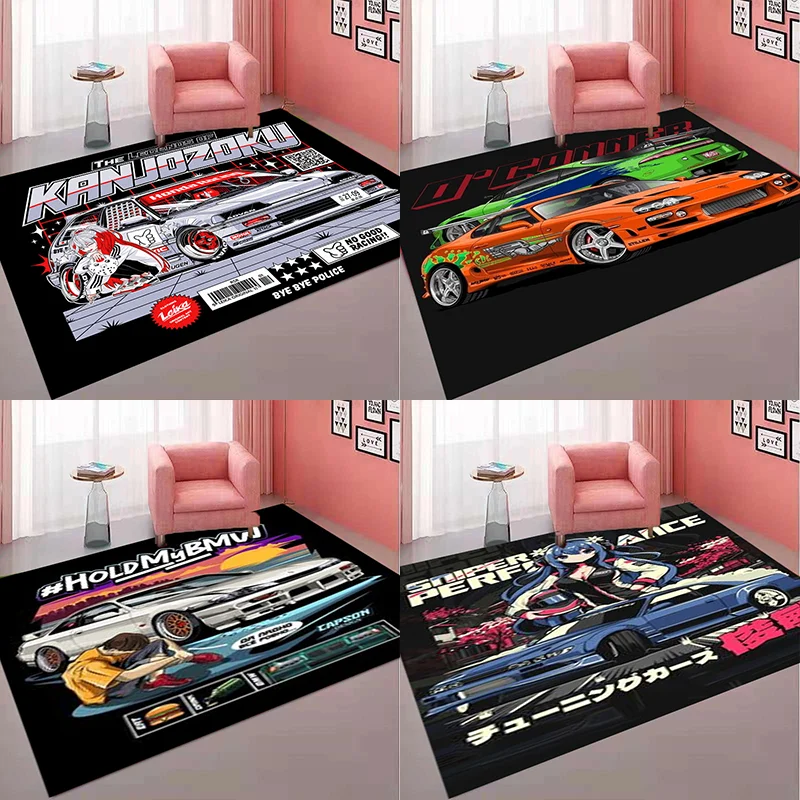 Entrance Door Mats JDM Cool Racing Car Welcome Carpet Bathroom Kitchen Long Corridor Carpet Non-Slip Living Room Rug Home Decor