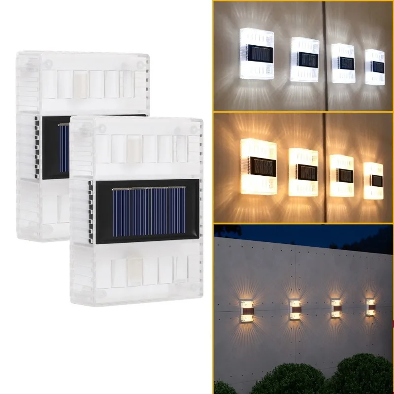 

2/4 шт. светодиодные солнечные садовые настенные светильники водонепроницаемый уличный настенный светильник для дорожки патио лестницы украшение сада освещение