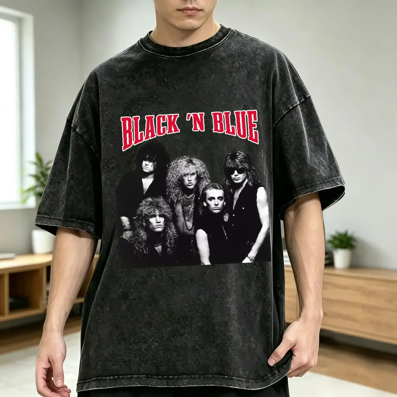washed T Shirt Rare Black N Blue Band Member All Size GifT S 4XL long or short sleeves vintage Washed Casual homme Slightly