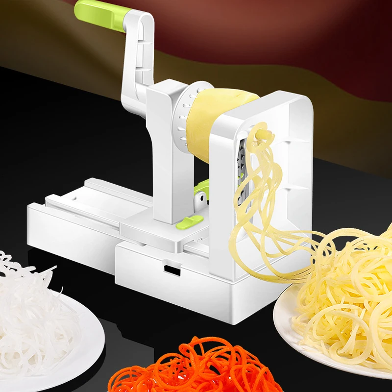 Vegetable Spiralizer with 5 Stainless Steel Blades Best Veggie Spiral Slicer Curly Fry Chopper Cutter Pasta Spaghetti Maker