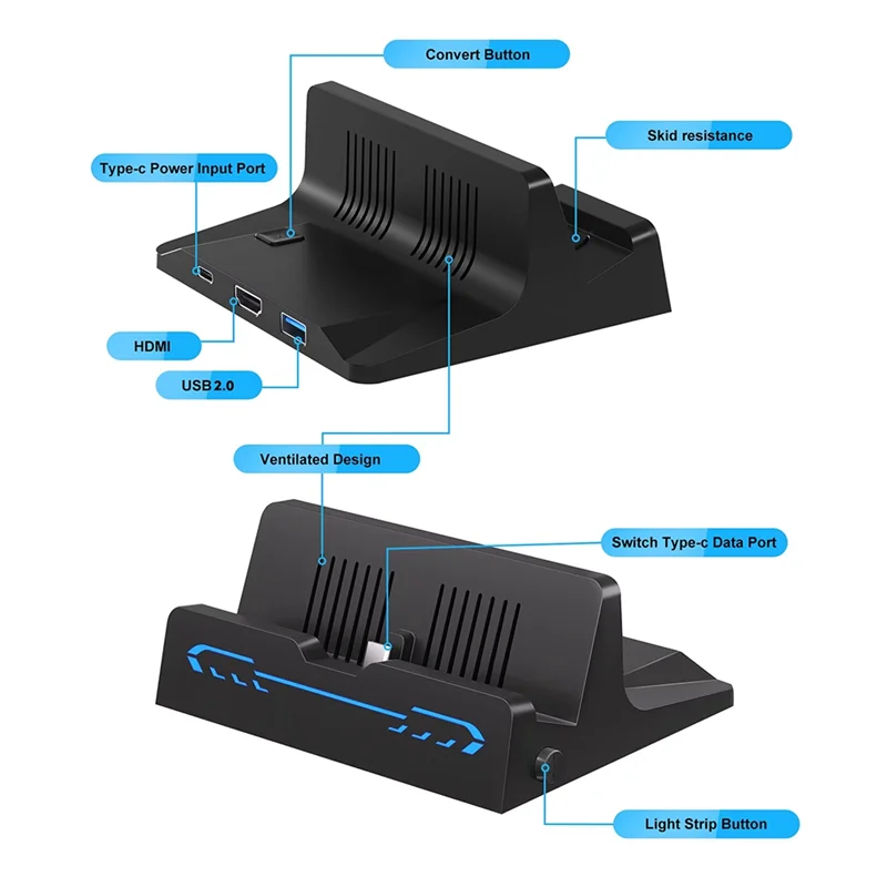 Estação de acoplamento eficiente do carregador do interruptor para nintendo switch oled/acessórios do interruptor, estação de acoplamento portátil da tevê com adaptador 4k