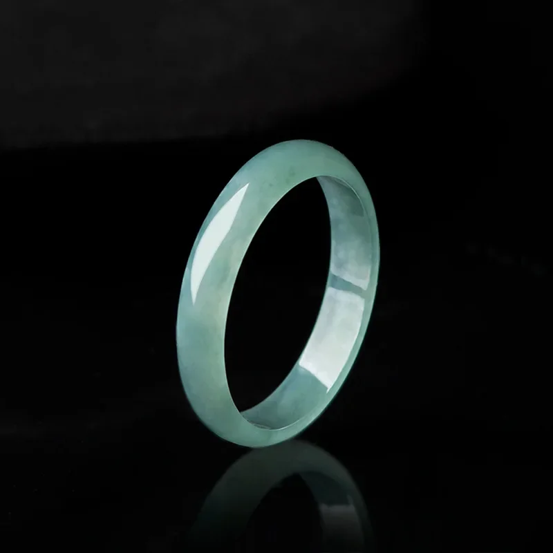 

Jiale/Hand-Carved/Natural Jade Ice Species Blue Water Ring for Men and Women Couple Fine Jewelry Party Wedding Send Family Gifts