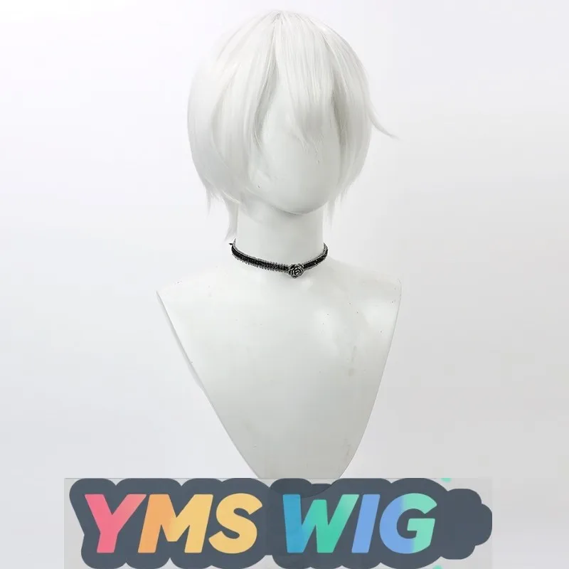 【YMS WIG】에너지 넘치는 소녀 운명의 신 바웨이 코스프레 가발 현실적인 두피 화이트 숏 헤어 재고 있음