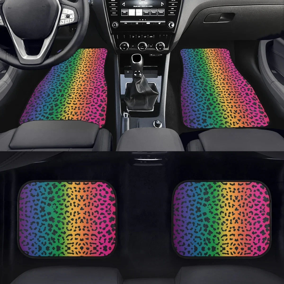 

Gradient Color Leopard Spot Pattern Car Floor Mat Brand Design High Quality Automobile Carpet Cover Dirt Resistant Vehicle Rug