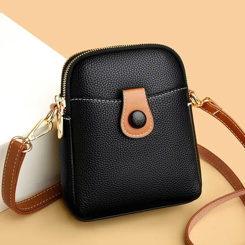 

New mobile phone niche large-capacity double-compartment women's bag simple shoulder crossbody small bag