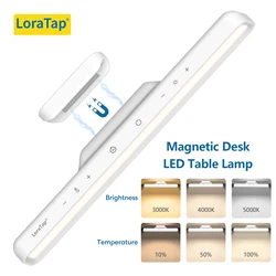 LoraTap Magnetic LED Desk Lamp Dimmable Brightness and Color Temperature with Continuous Adjustment For Closet, bedside, reading