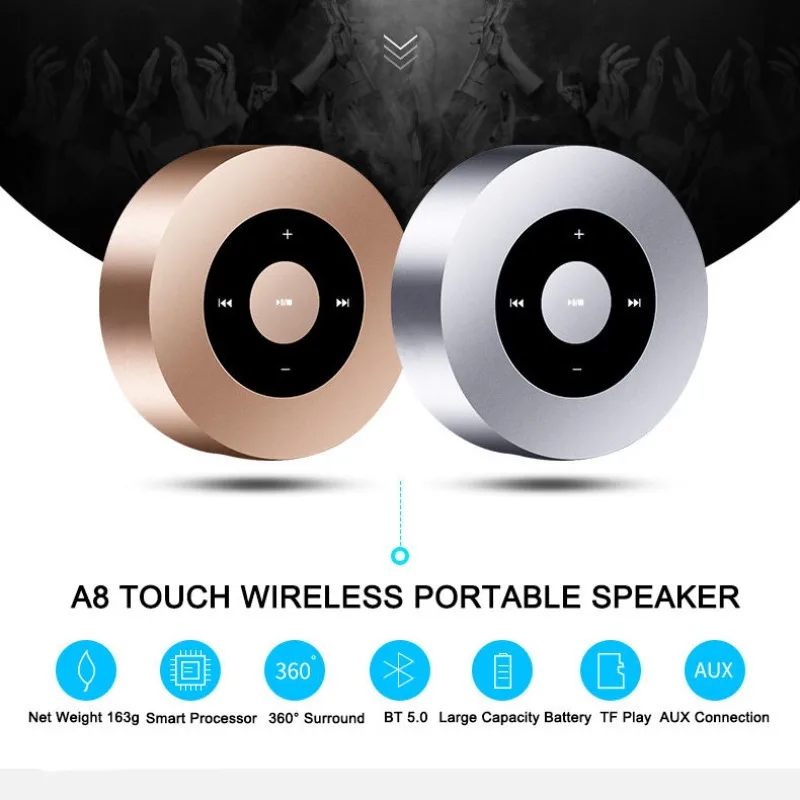 

Mobile Phone Computer Speaker Card Music Player Portable Mini Speaker Metal Touch Screen Wireless Blue Tooth Speaker