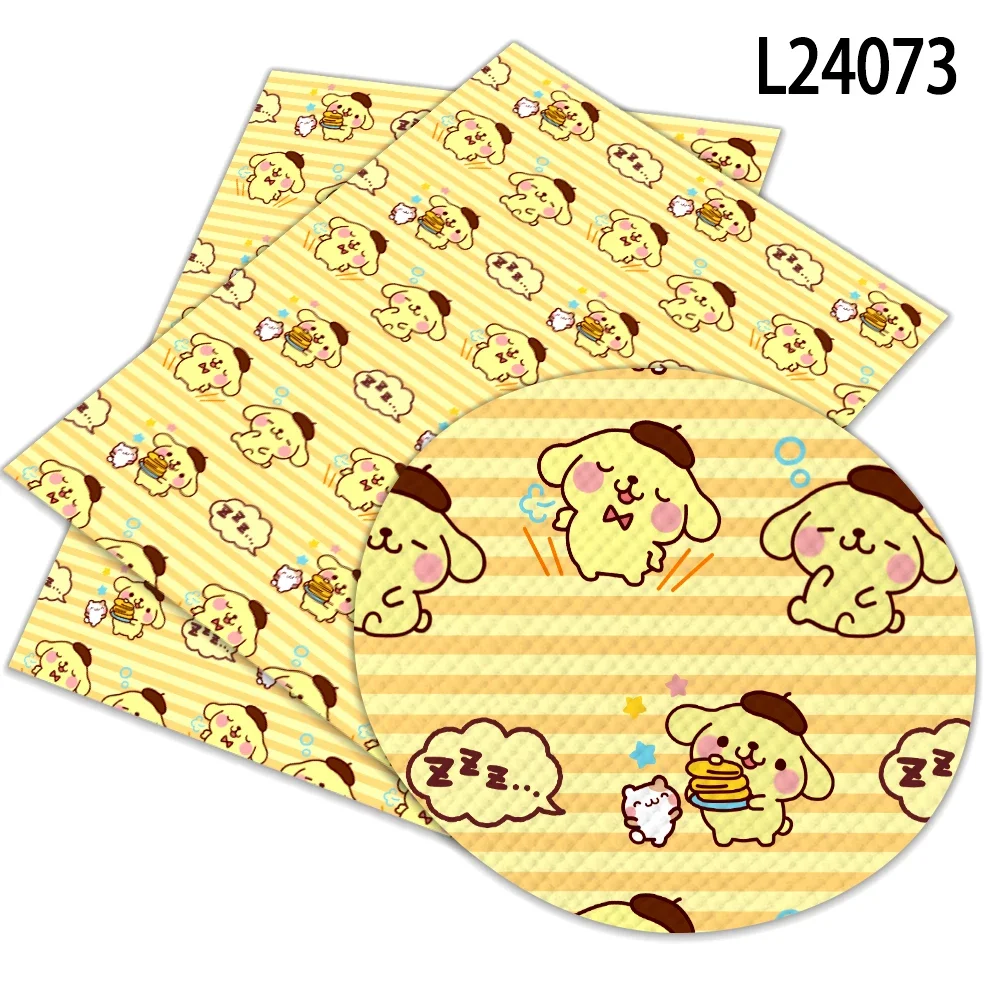 Sanrio Pom Pom Purin Cute Dog Printed Faux Leather Sheets Vinyl Sheets DIY Earring Hair Bow Crafts Leather 12*8