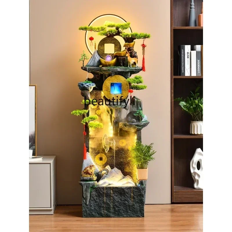 XX Chinese Living Room Fish Tank Flowing Water Ornaments Humidifier Decoration Club Tea Room Floor Landscape