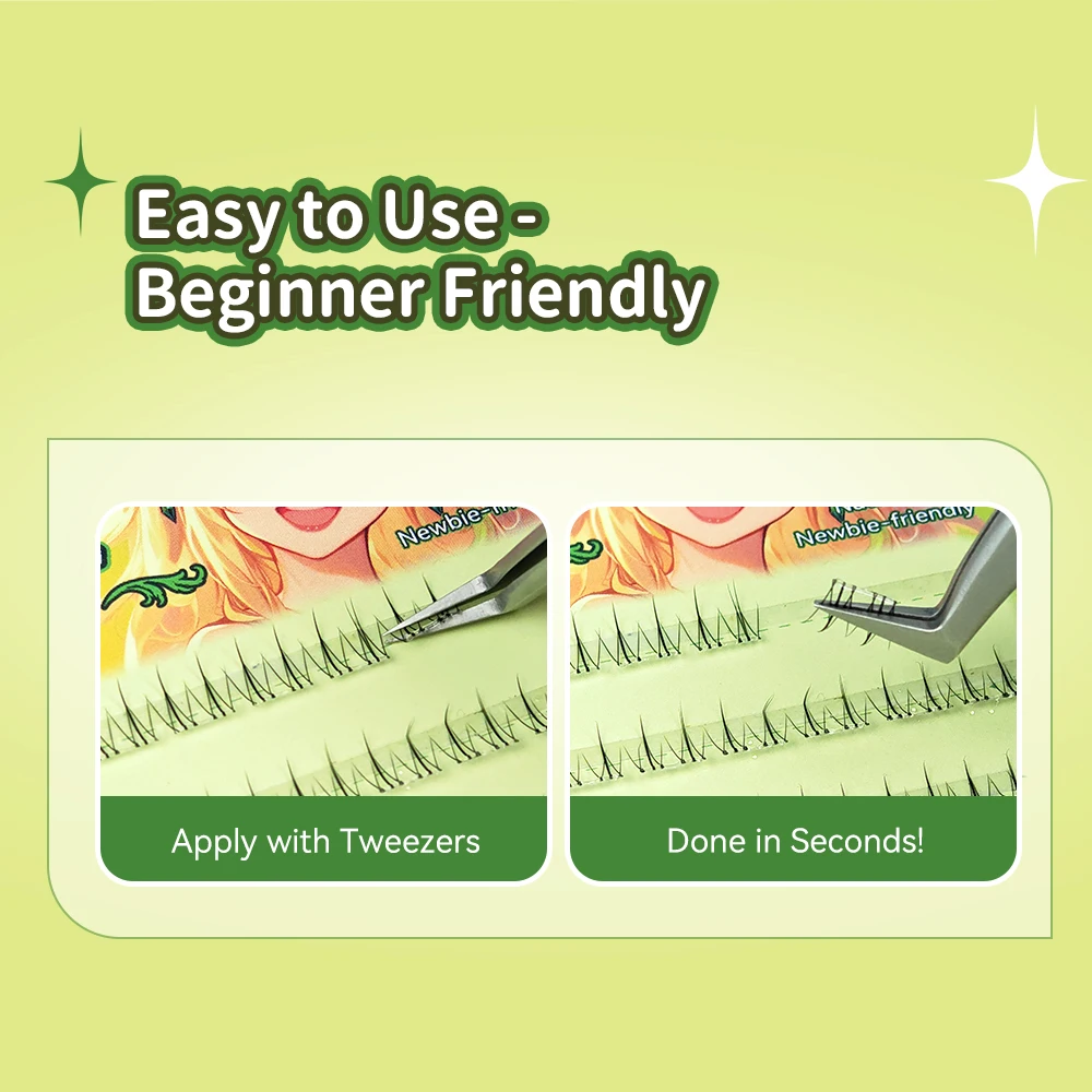 Yelix Large-capacity Lower Eyelashes Double-pointed Small Flame Glue-free Fake Eyelash Natural Manga Lashes Makeup Tools