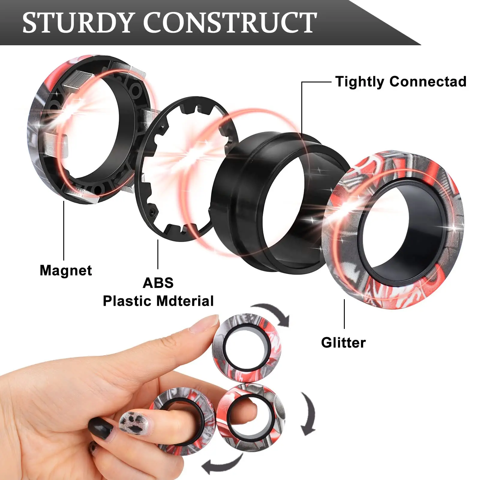 Juego de Anillos Magnéticos Fidget, Idea Juguetes Fidget para TDAH, Anillos Spinner Magnéticos Fidget para Adultos para Alivio de Ansiedad y Terapia, Paquete Fidget Gran Regalo para Adultos Juego de Anillos Magnéticos Fidget, Idea Juguetes Fidget para TDAH, Anillos Spinner Magnéticos Fidget para Adultos para Alivio de Ansiedad y Terapia, Paquete Fidget Gran Regalo para Adultos