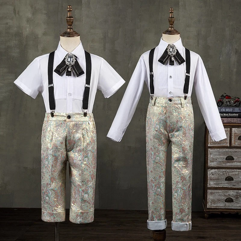 طقم بدلة جاكار مُزينة بالزهور للأولاد بدلة أنيقة للأطفال من عمر 3 إلى 16 سنة مناسبة رسمية لحفلات الزفاف وأعياد الميلاد