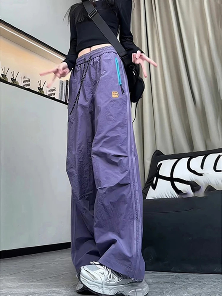 

Брюки широкого кроя из ледяного шелка Qui Dry для мужчин и женщин, летние, тонкие, повседневные, для активного отдыха, спортивные, длинные, прямые брюки-трубы