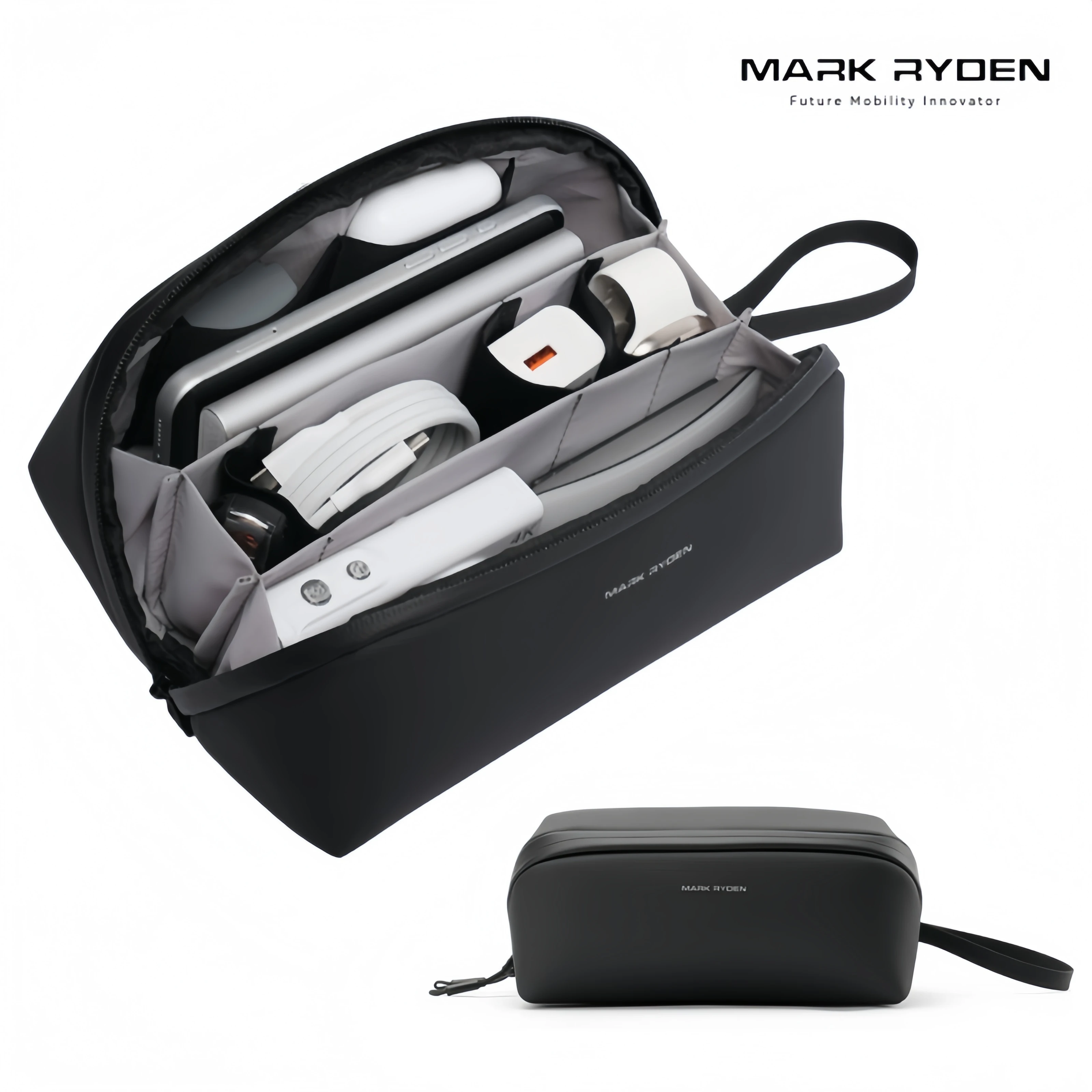 MARK RYDEN Waterproof Tech Pouch 7 Compartments Travel Organizer Bag for Cables, Chargers, Gadgets