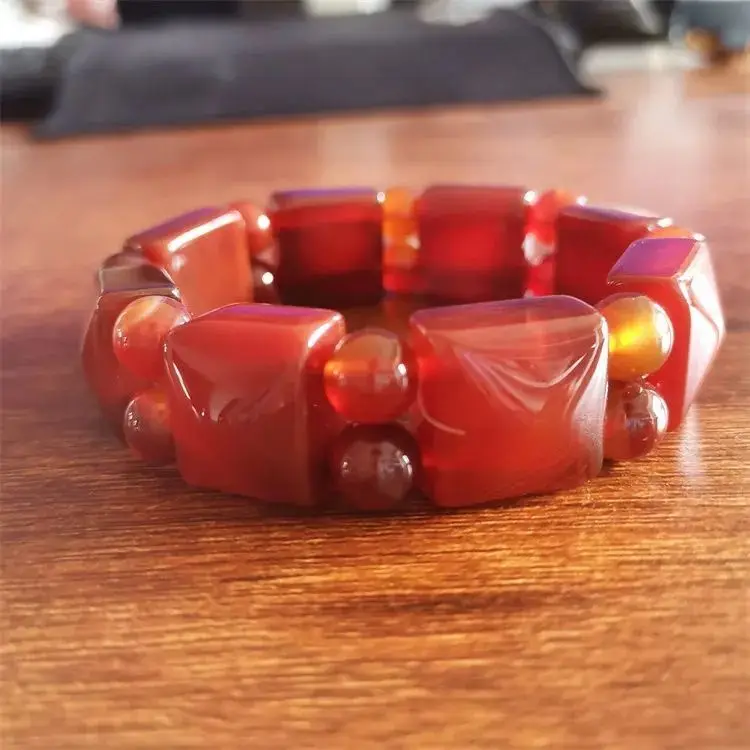 Natural Red Agate and Separated Beads Bracelet for Men and Women