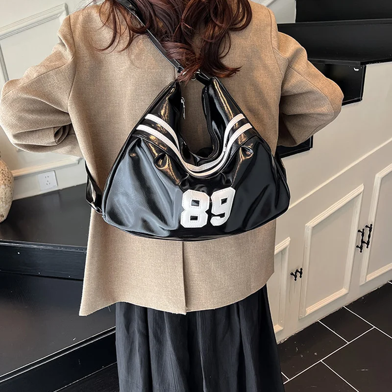 Korean Contrast Color Shoulder Bag,Millennial Pretty Grunge Y2k Girls Backpack,Soft PU Schoolbag,Street Baddie Crossbody Bag