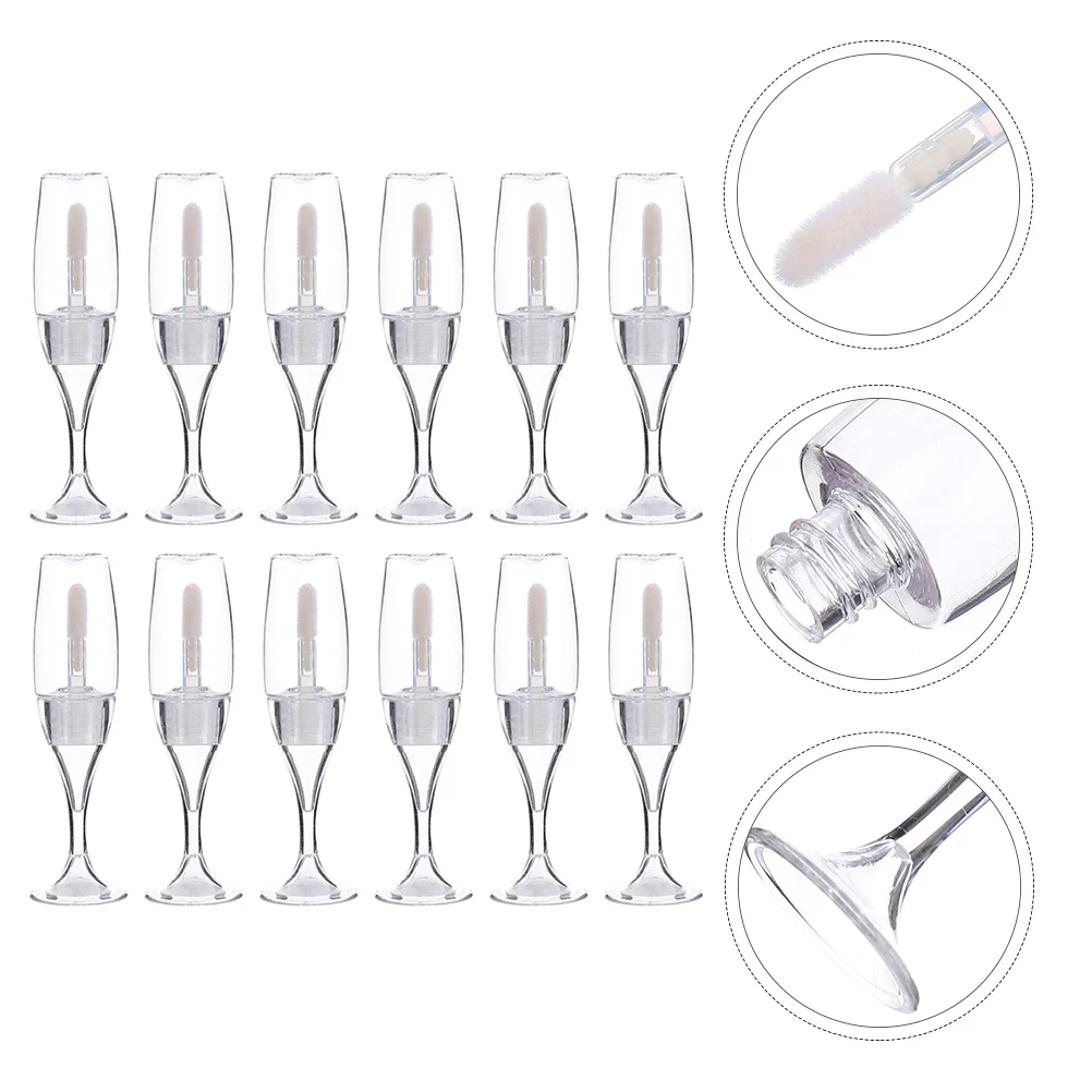 

12Pcs Wine Glass Shape Empty Lip Gloss Tubes Refillable Portable Lip Balm Container DIY Lipstick Bottle Storage