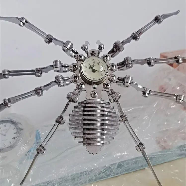 Machine Spider Stainless Steel Punk Iron Insect Model Handmade DIY Finished Desktop Craft Creative Ornaments