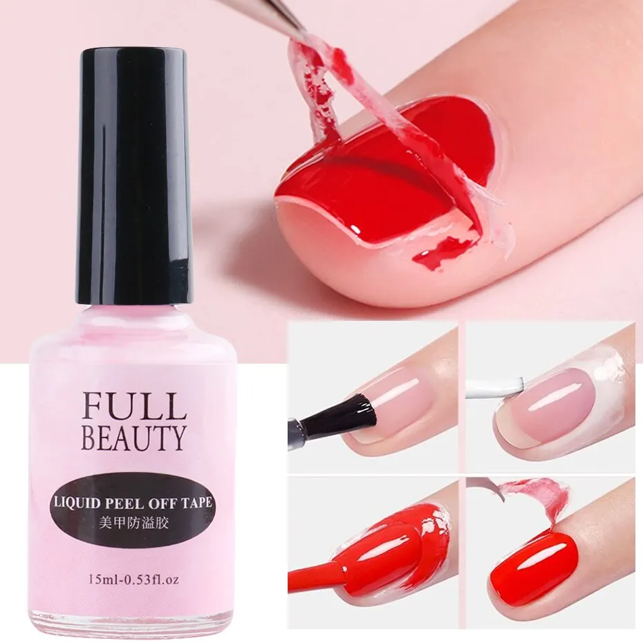 15ml Nail Latex Peel off Liquid Tape Nail Gel Polish Varnish Anti-Freezing Latex Glue Fast Dry Skin Care Edge Protector Tool