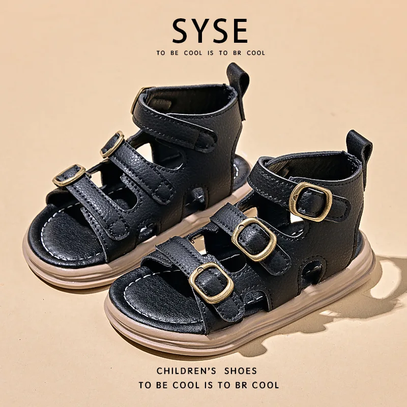 

Летние новые модные пляжные сандалии с мягкой подошвой для малышей, кожаные сандалии в римском стиле для девочек