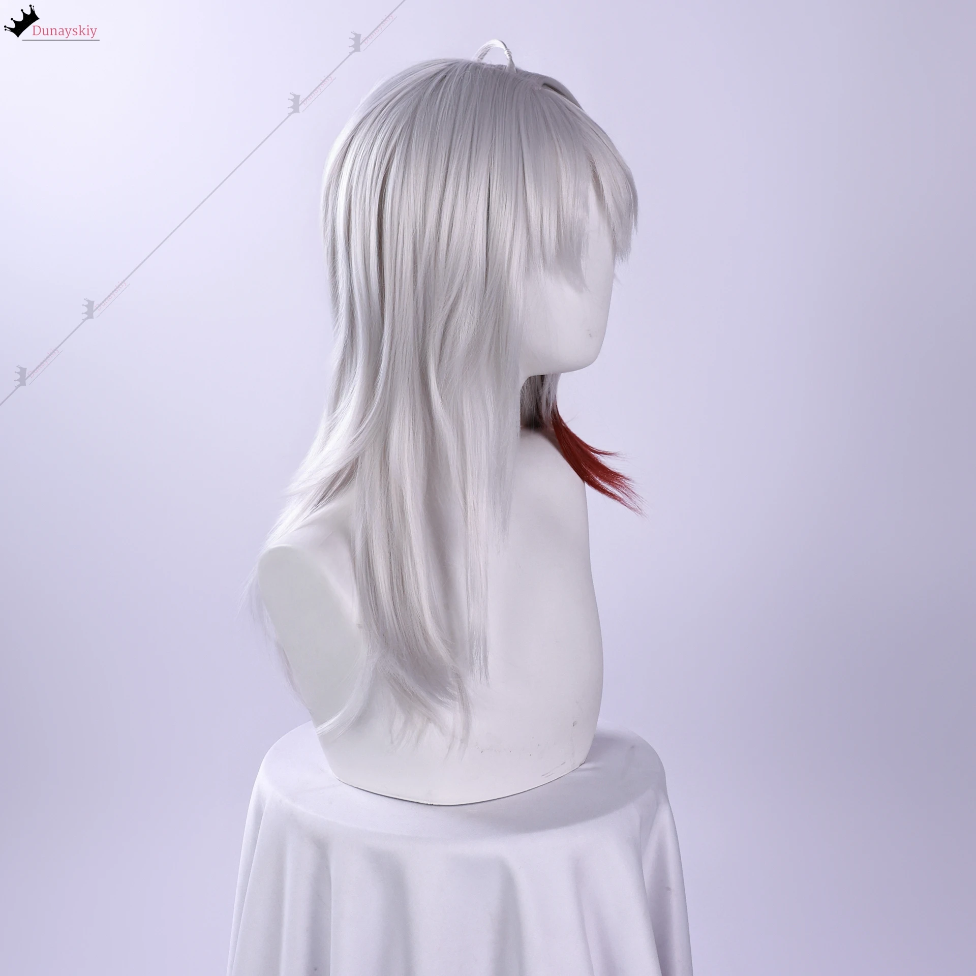 Peluca de Cosplay Zani Wuthering Waves, peluca de disfraz de Cosplay de 40CM, peluca degradado rojo plateado, gorra gratis de pelo corto de Anime ZANI para juegos de rol