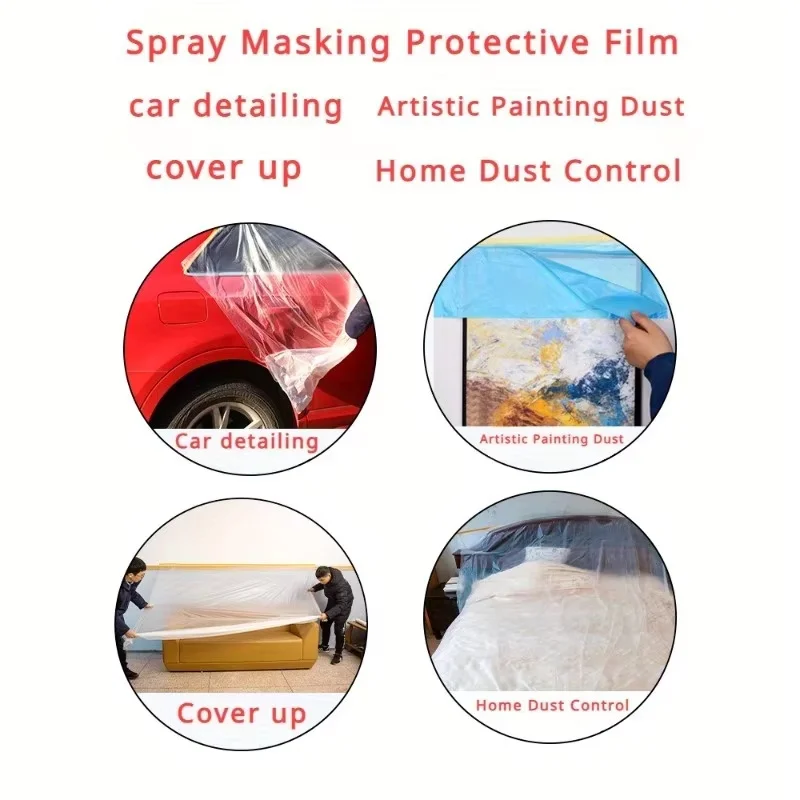 1 Roll Washi Paint Protection Film Dust Protection Masking Film Car Painting Beauty Decoration Masking Furniture Dust Protection