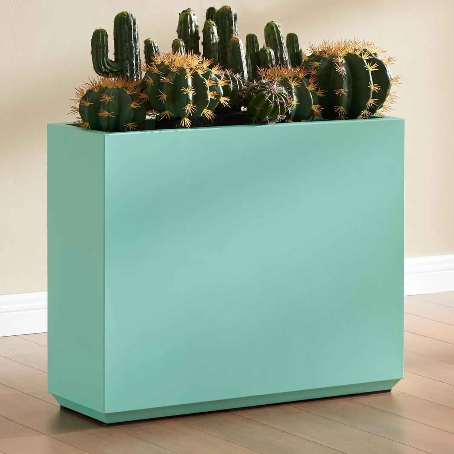 

Heavy Outdoor Planter Box, Span Planter, Long and Tall Divider Planter, 30Lx10Wx24H, Aqua Blue, No Assembly 30.8 Pounds