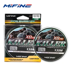 MIFINE KILLER X8 Upgrade Fishing Line 8 Strand Braided Super Strong Multifilament PE Line Carp Fishing Accessories 135M 15-56LB