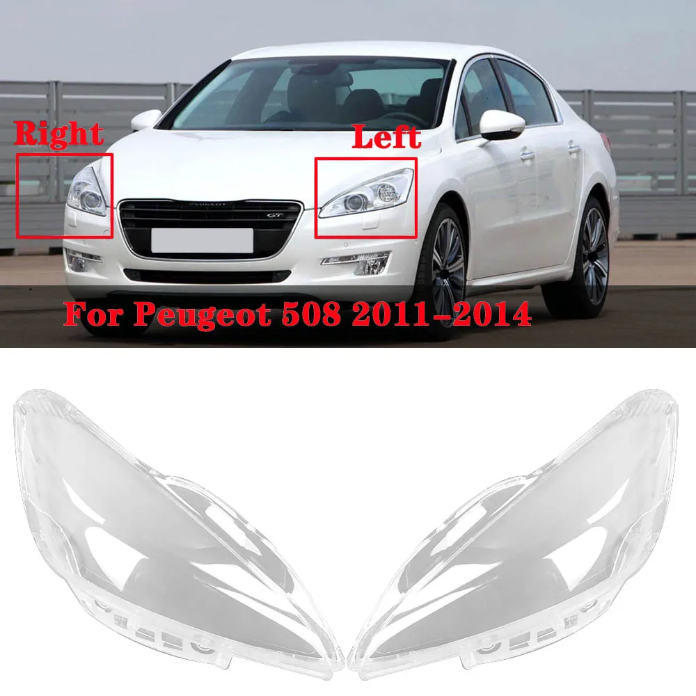 1 Pair for Peugeot 508 2011-2014 Headlight Lens Cover head light lamp Transparent Lampshade Shell Glass Left+Right