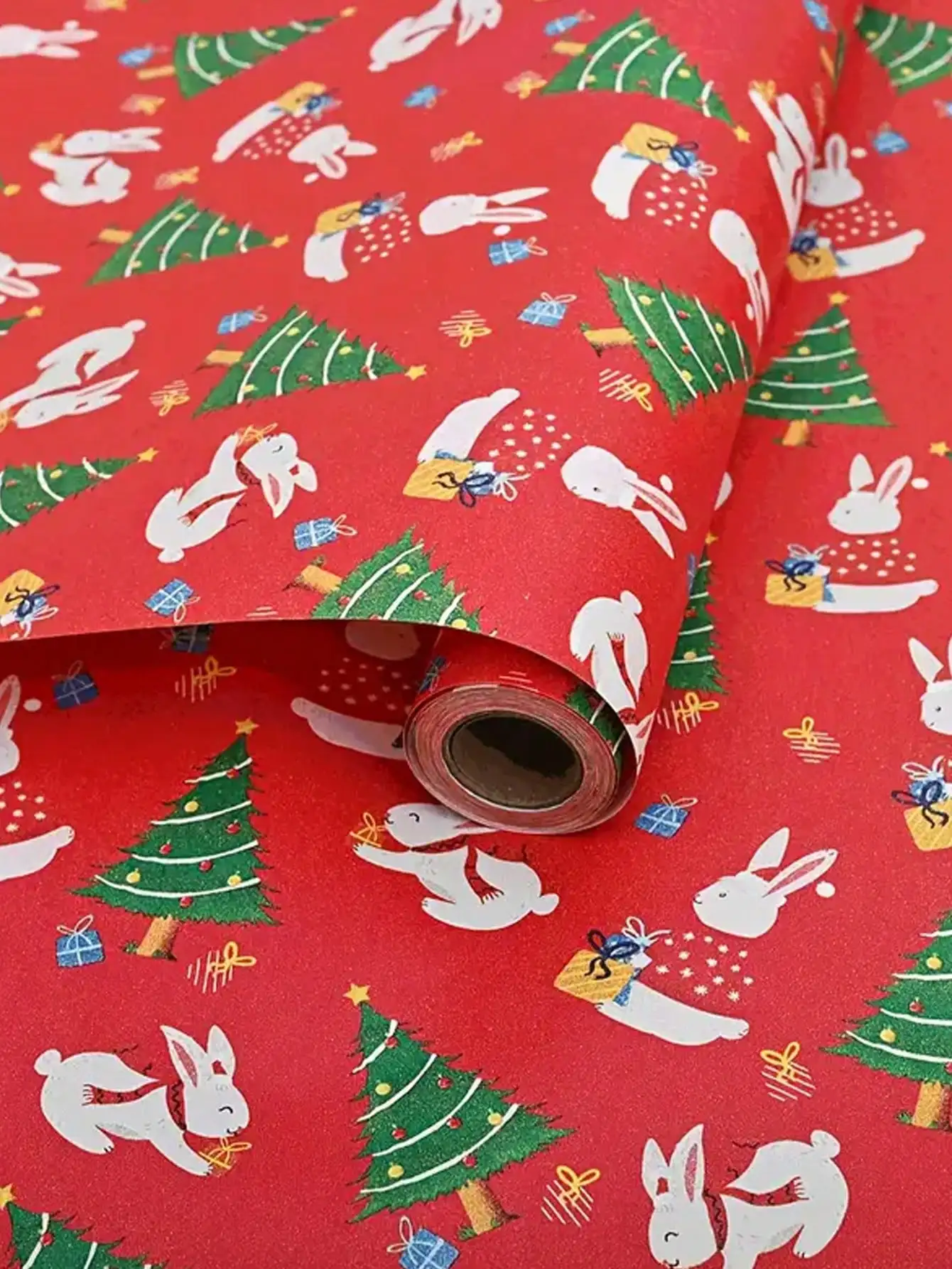 1 szt. Rolka papieru do pakowania prezentów świątecznych Premium, 10 m, czerwono-zielono-niebieska, dekoracja świąteczna
