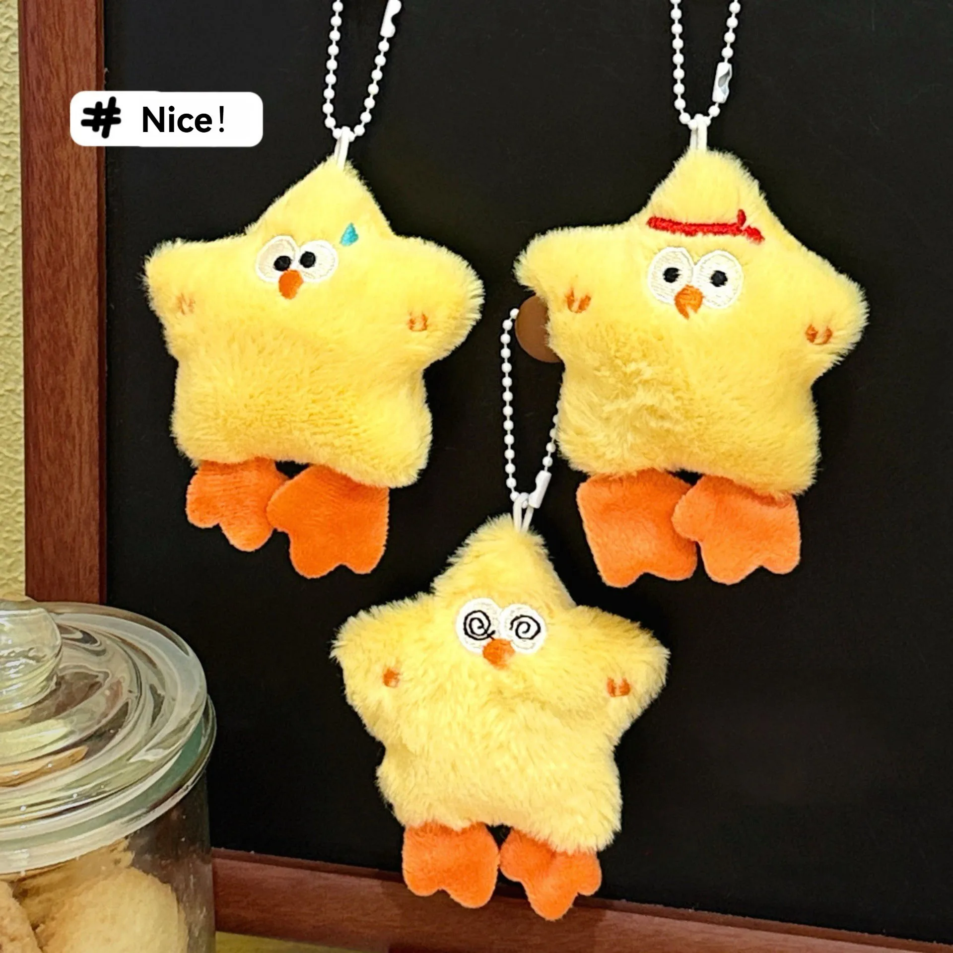 1/3 Pcs Creative Cute Star Little Yellow Chicken Pendant Keychain Decorative Pendant Squeezing Pendant - view 2