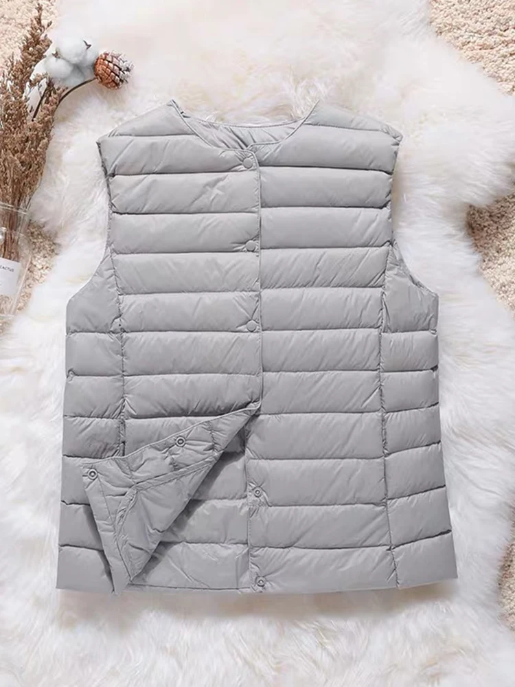 Fitaylor 2022 Spring Autumn Women Ultra Light White Duck Down Vest Casual Female Warm Slim Sleeveless Waistcoat Outwear Tops