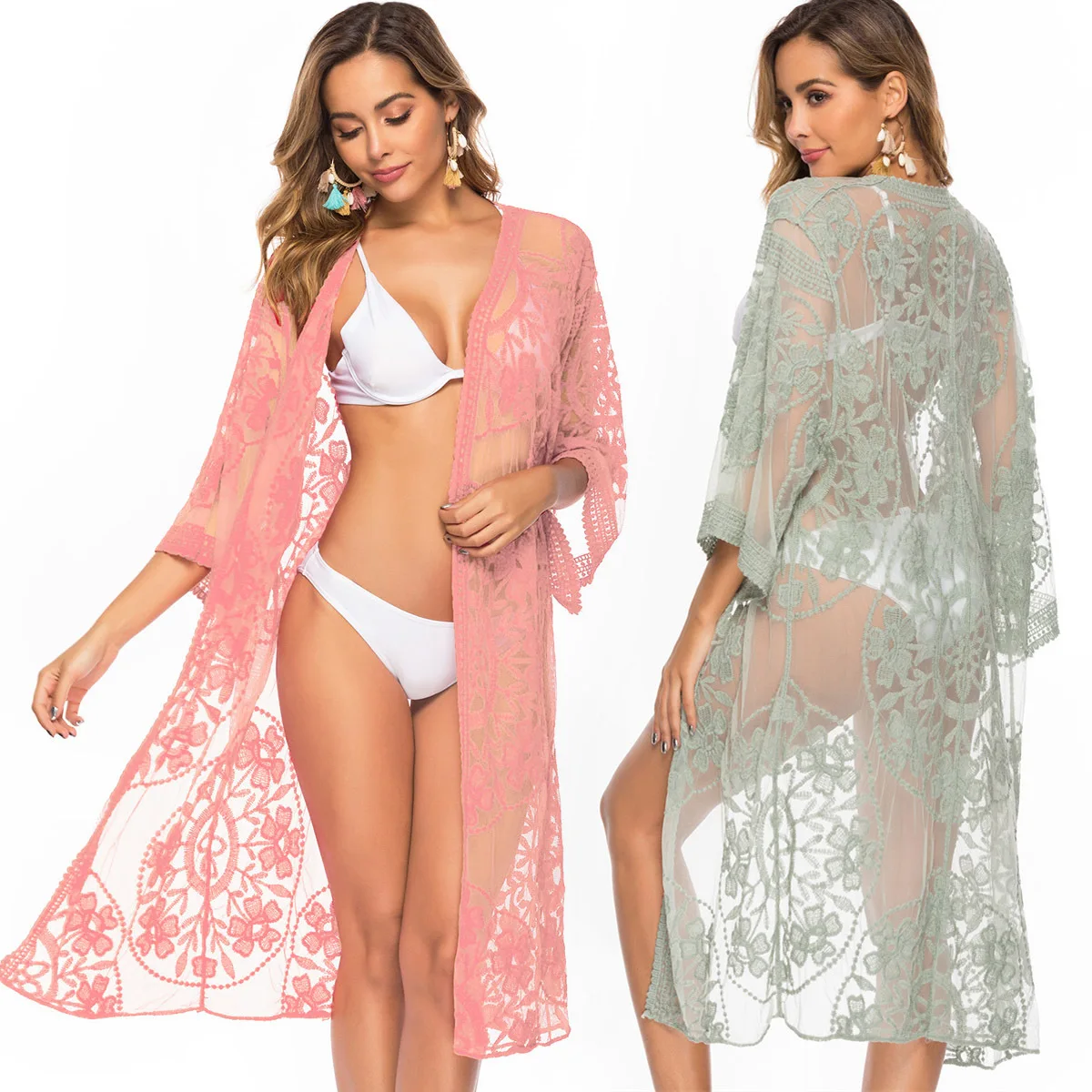 

Lace Embroidered Cardigan Bikini Exterior Cardigan Sunscreen Beach Blouse