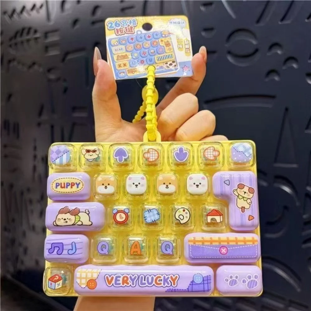 26-Key Decompression Button Transparent Dual-Tone Cute Design Mini Keyboard Pendant Simulation Keyboard Keyboard Keychain