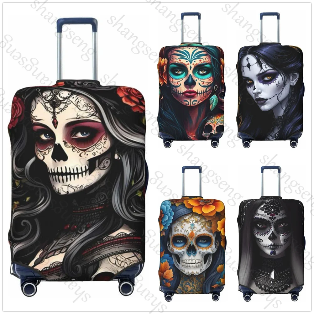 Sugar skull tattoo Thicken Luggage Cover Elasticity Trolley dust cover Suitcase Protection Cover For 18-32 in Suitcase Case