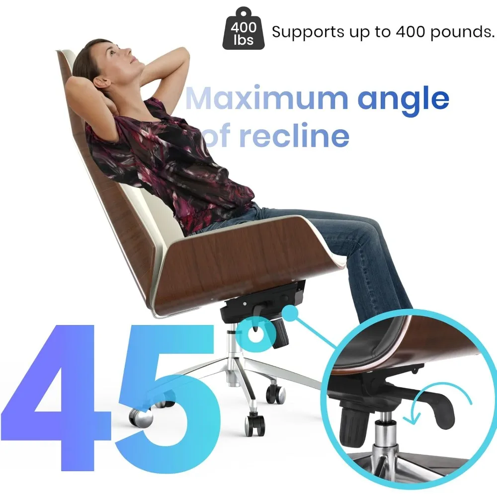 كرسي تنفيذي دوار فاخر مع ارتفاع قابل للتعديل، مقعد عريض من جلد البولي يوريثان، كرسي مكتب حديث وعتيق عالي الظهر #4