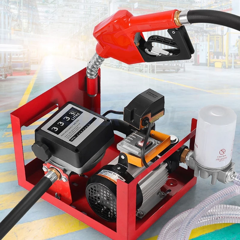 Imagem -05 - Elétrica Automática Fuel Transfer Pump Pequeno Grande Capacidade Power Oil Pump Digital Flow Meter Bico de Abastecimento Diesel com Arma 12v